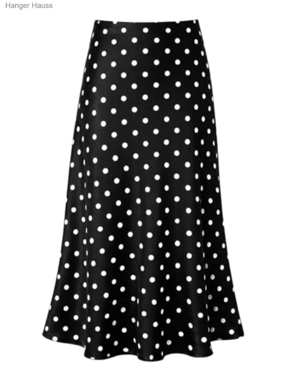 Satin A-Line Midi Skirt High Waisted Flowy Hem Women's